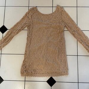 Fire Los Angeles Beige Lace lined mini dress in Excel